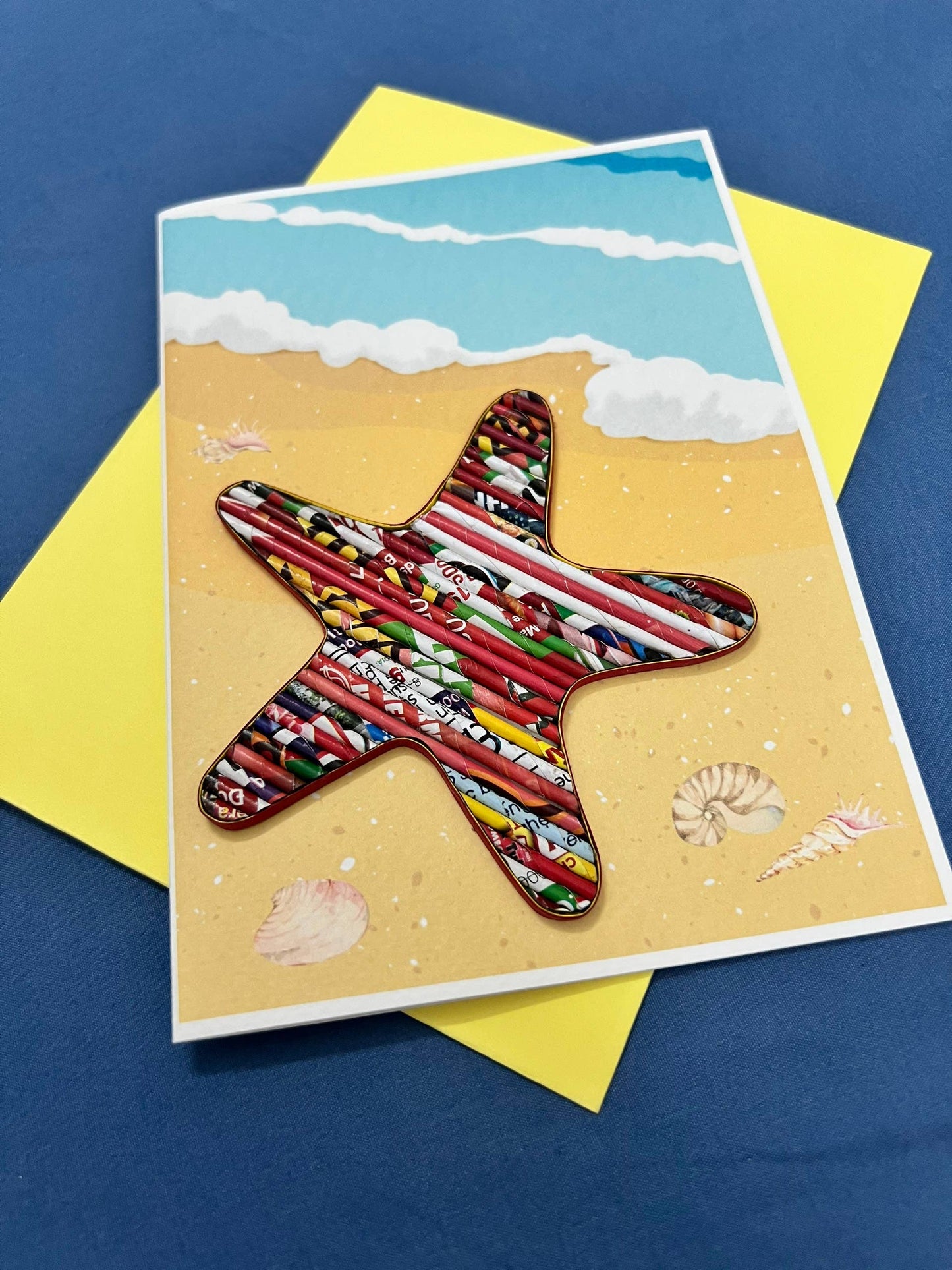 Recycled Magazine, Eco-friendly, Handmade, Star Fish Card