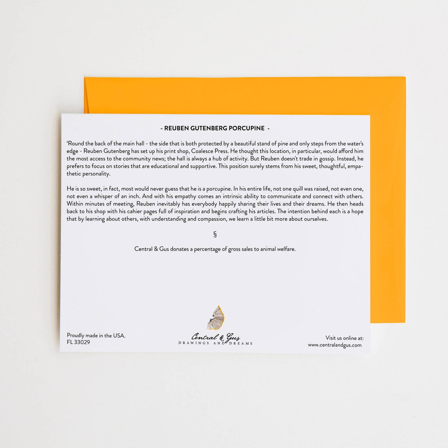 Reuben Gutenberg Porcupine Note Card