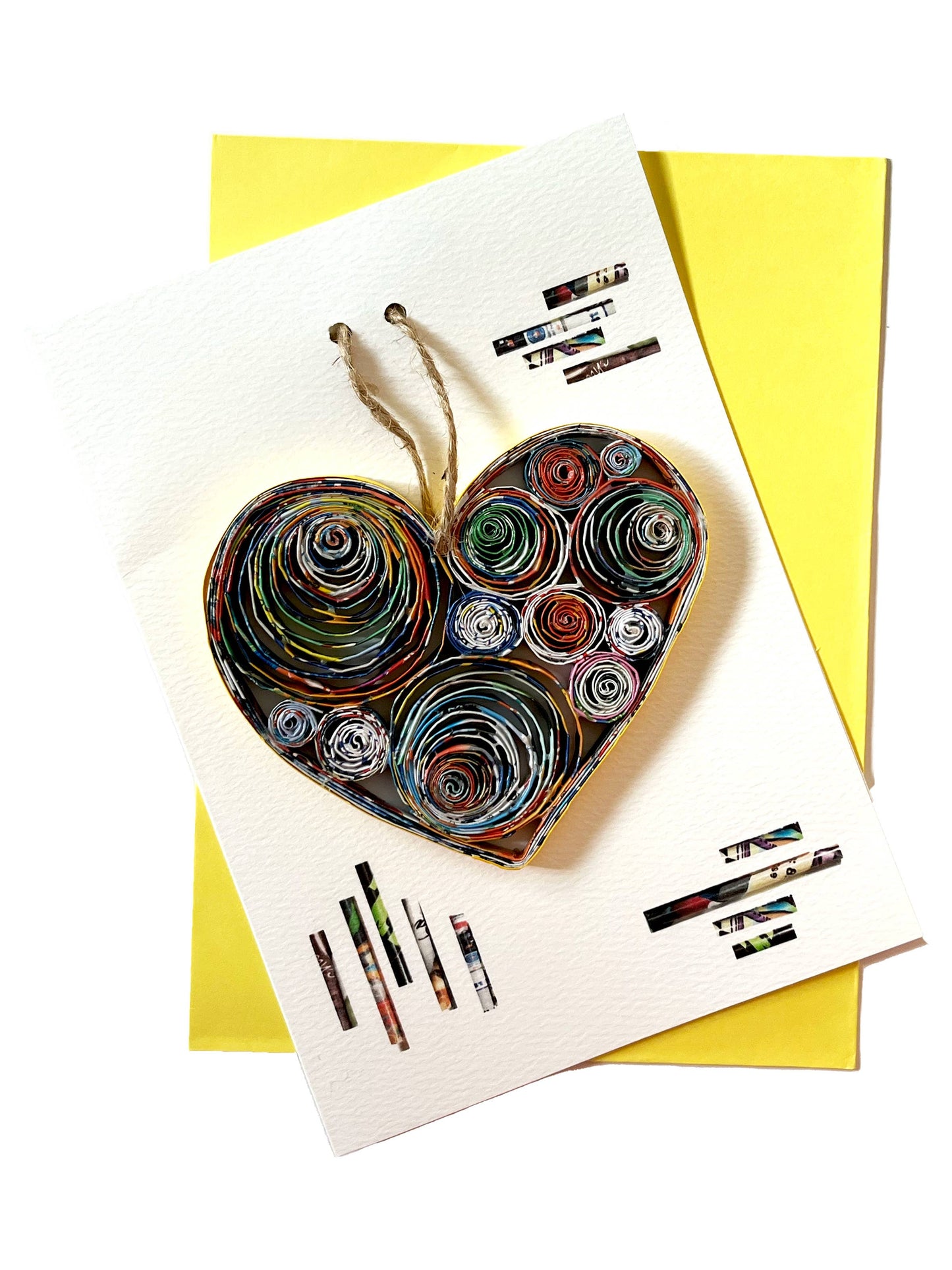 Heart Shaped Ornament Card Handmade from Magazine