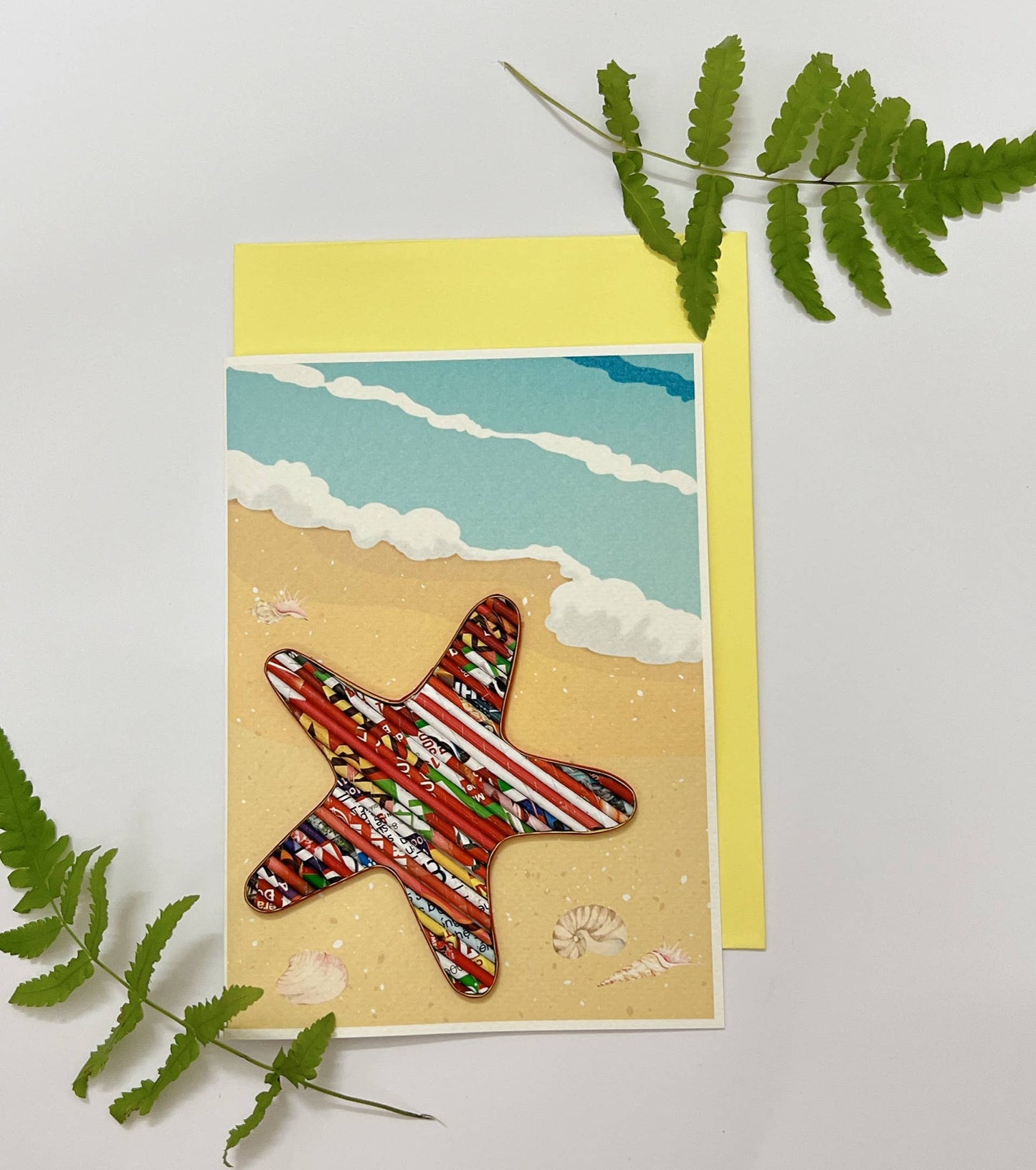 Recycled Magazine, Eco-friendly, Handmade, Star Fish Card