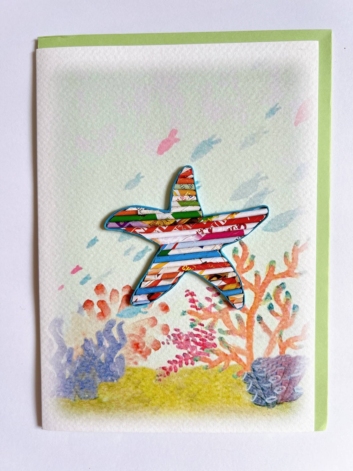 Eco friendly Star Fish Card Handcrafted from Recycled Paper
