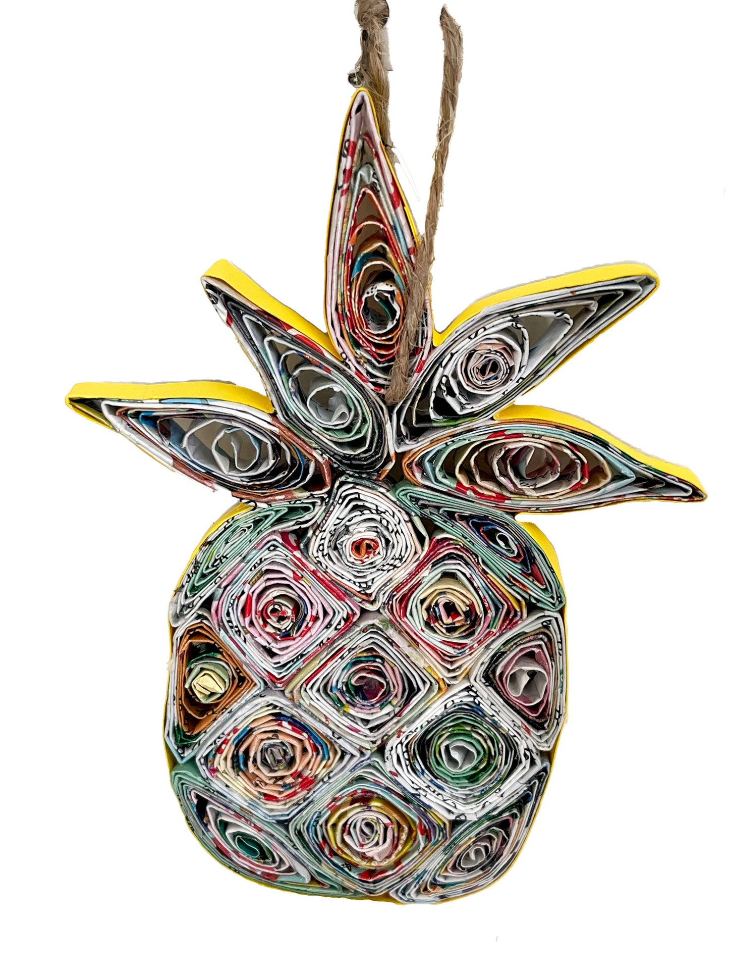 Pineapple Ornament Card Handmade from Recycled Magazine