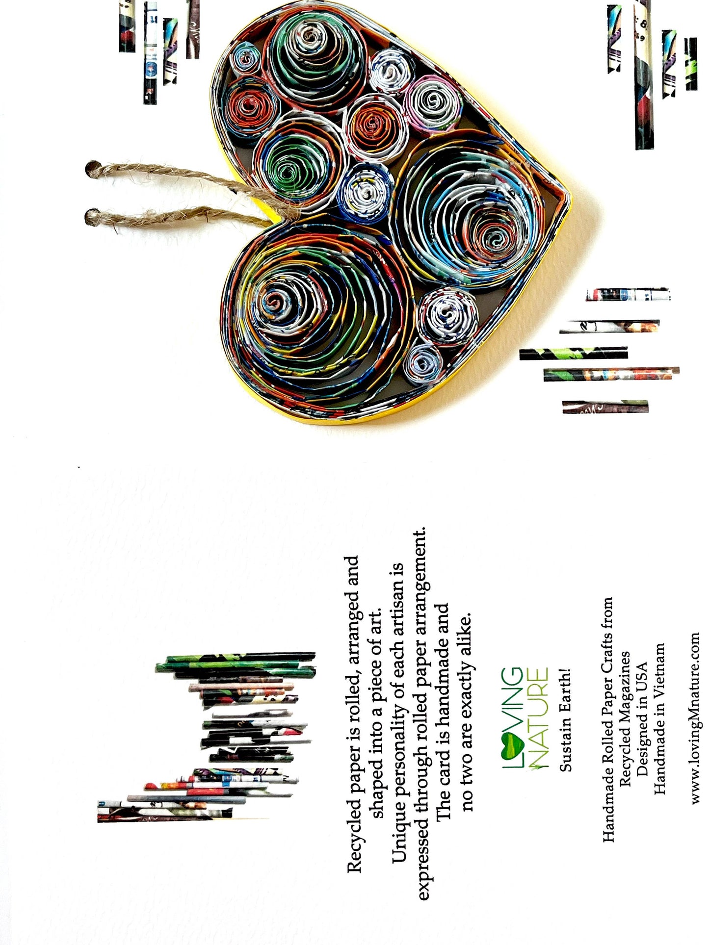 Heart Shaped Ornament Card Handmade from Magazine
