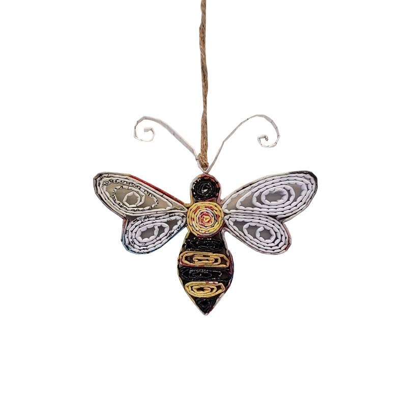 Bee Ornament - Recycled Paper-Eco Friendly