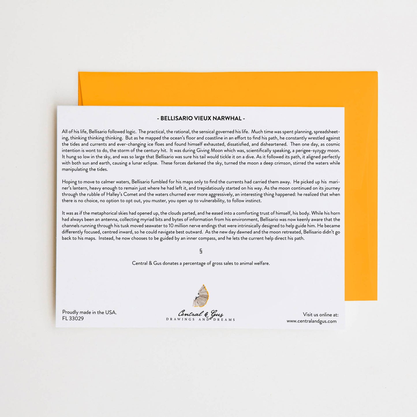 Bellisario Vieux Narwhal Note Card