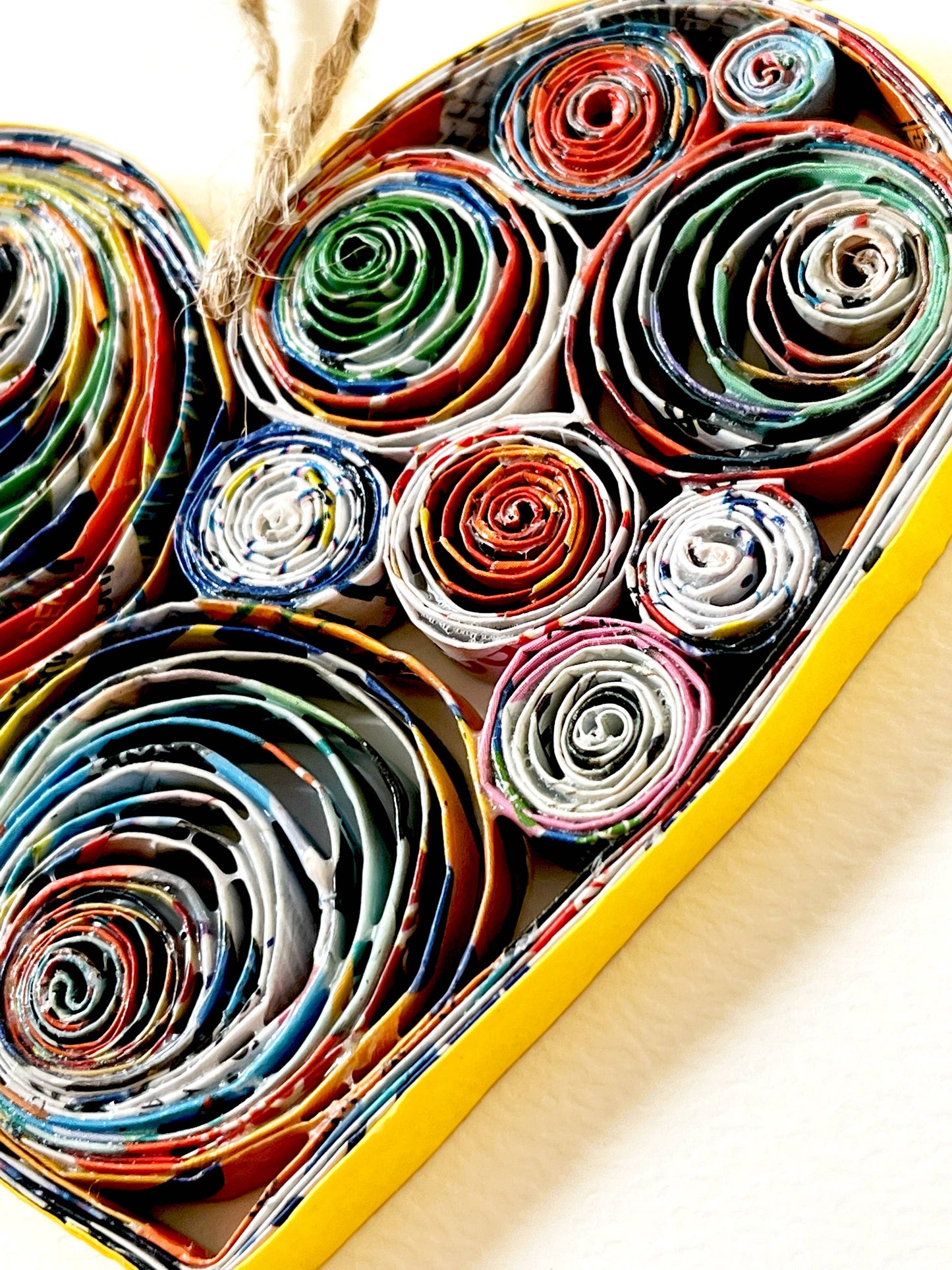 Heart Shaped Ornament Card Handmade from Magazine