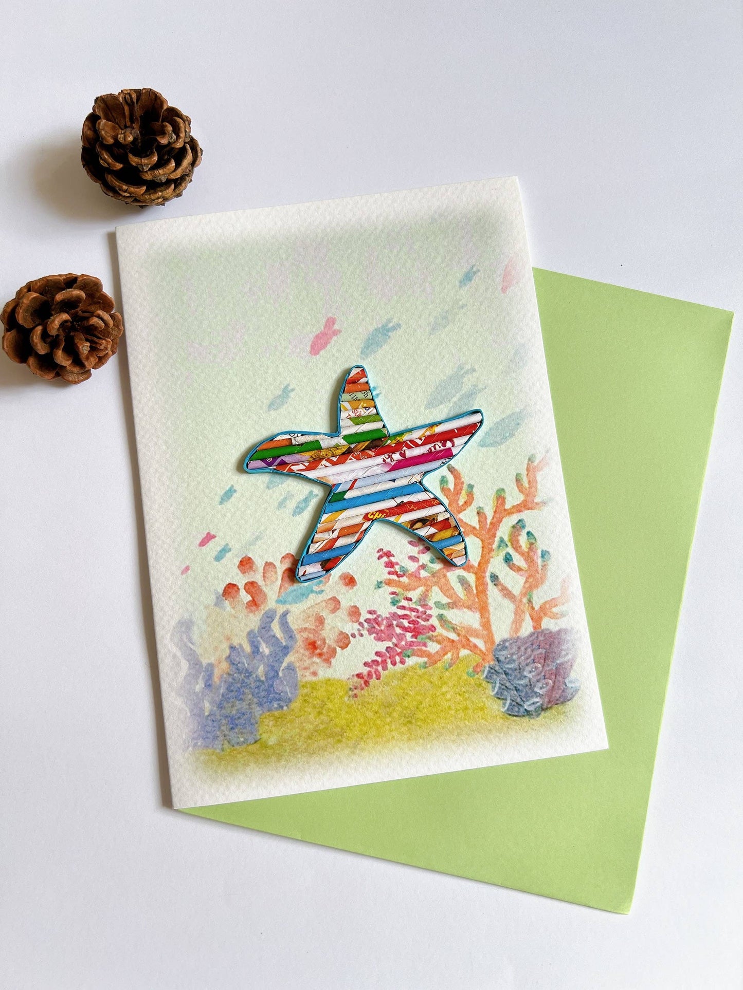 Eco friendly Star Fish Card Handcrafted from Recycled Paper
