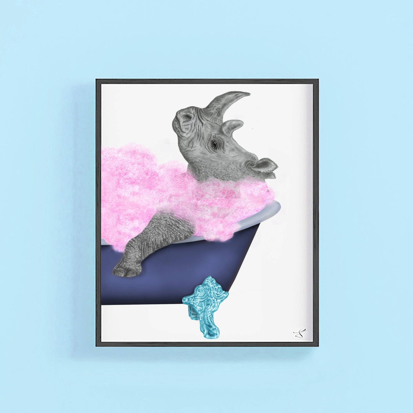 Delilah Jean White Rhinoceros Portrait Study 9 x 12