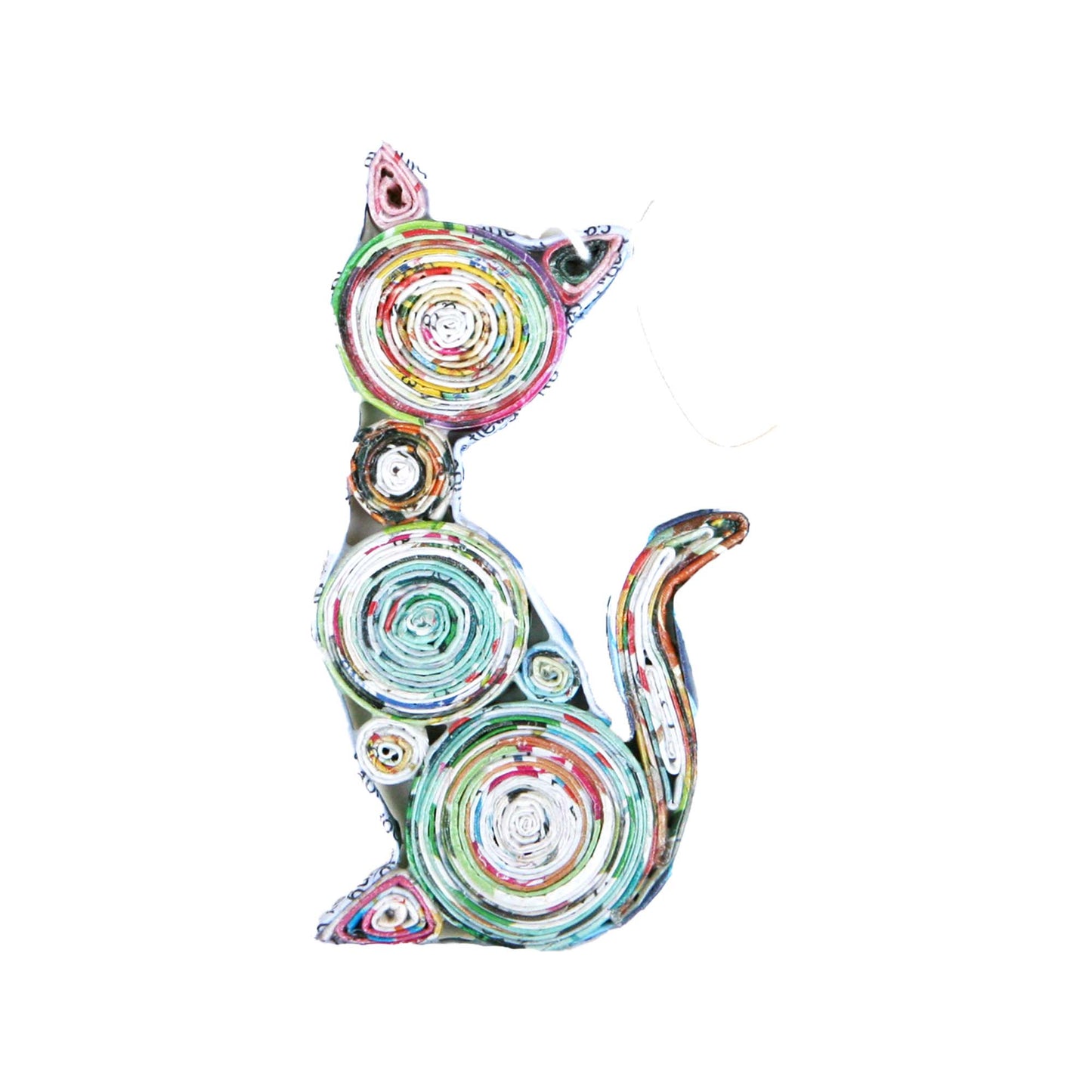 Recycled Magazine Handmade Quilling Cat Ornament