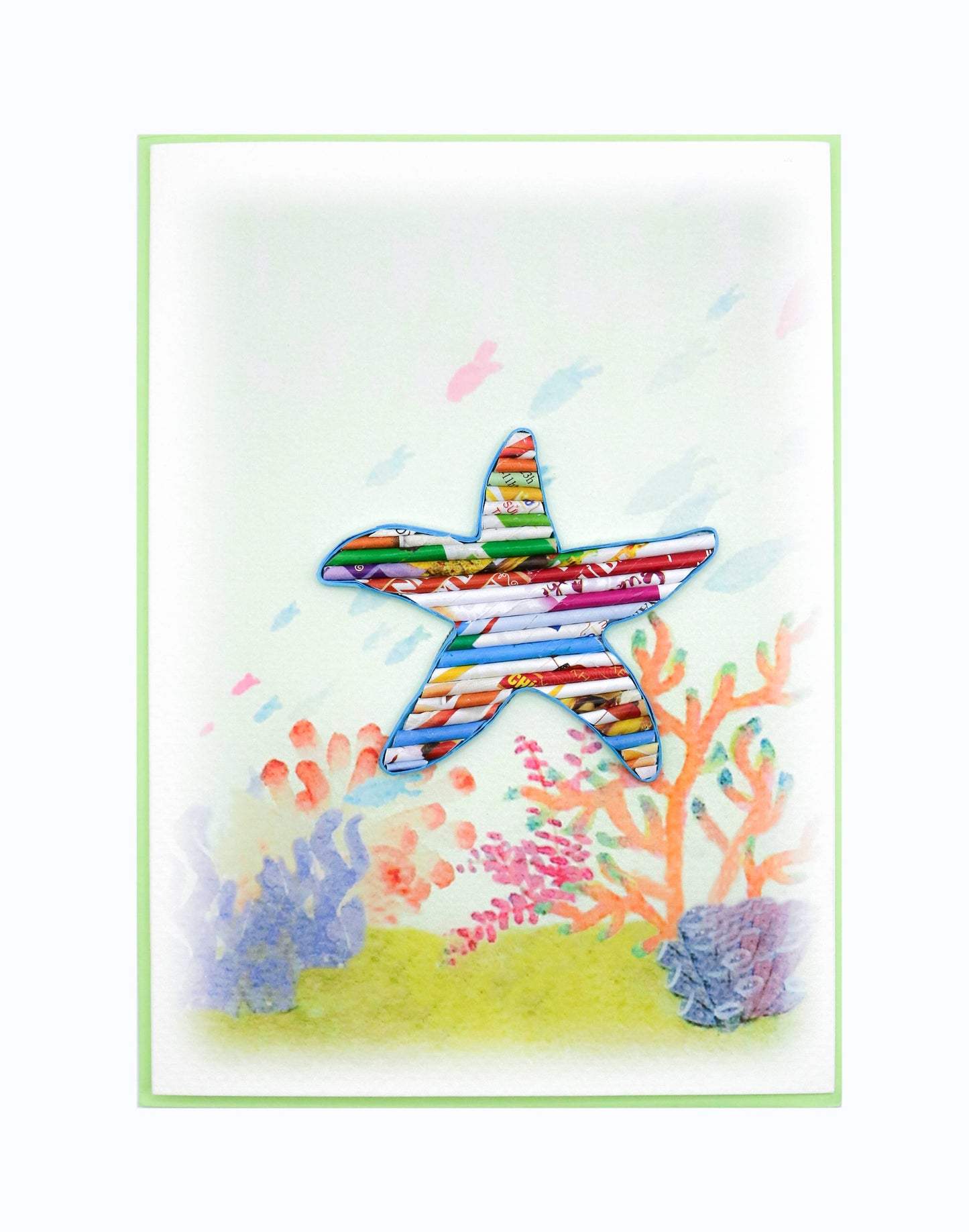 Eco friendly Star Fish Card Handcrafted from Recycled Paper