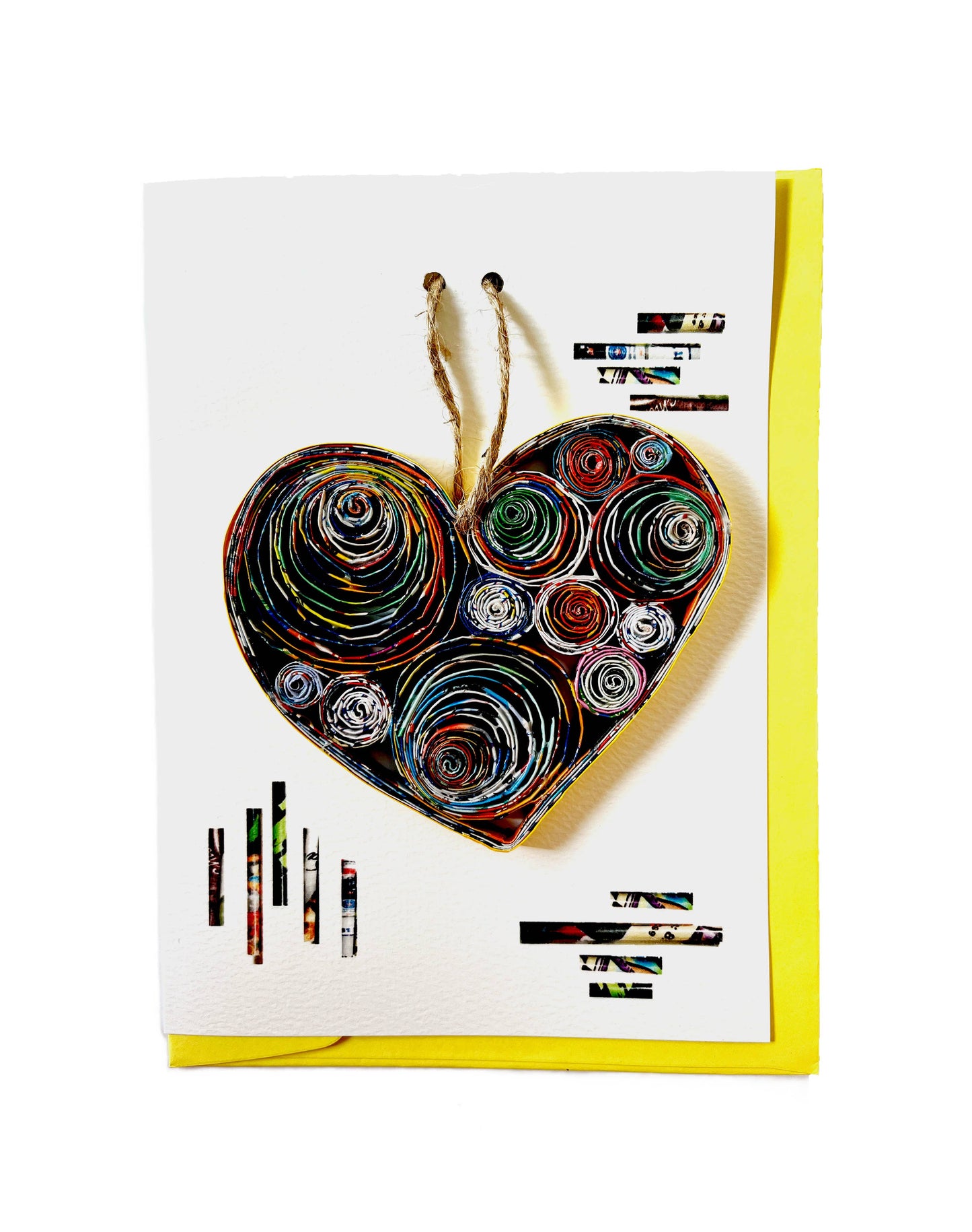Heart Shaped Ornament Card Handmade from Magazine
