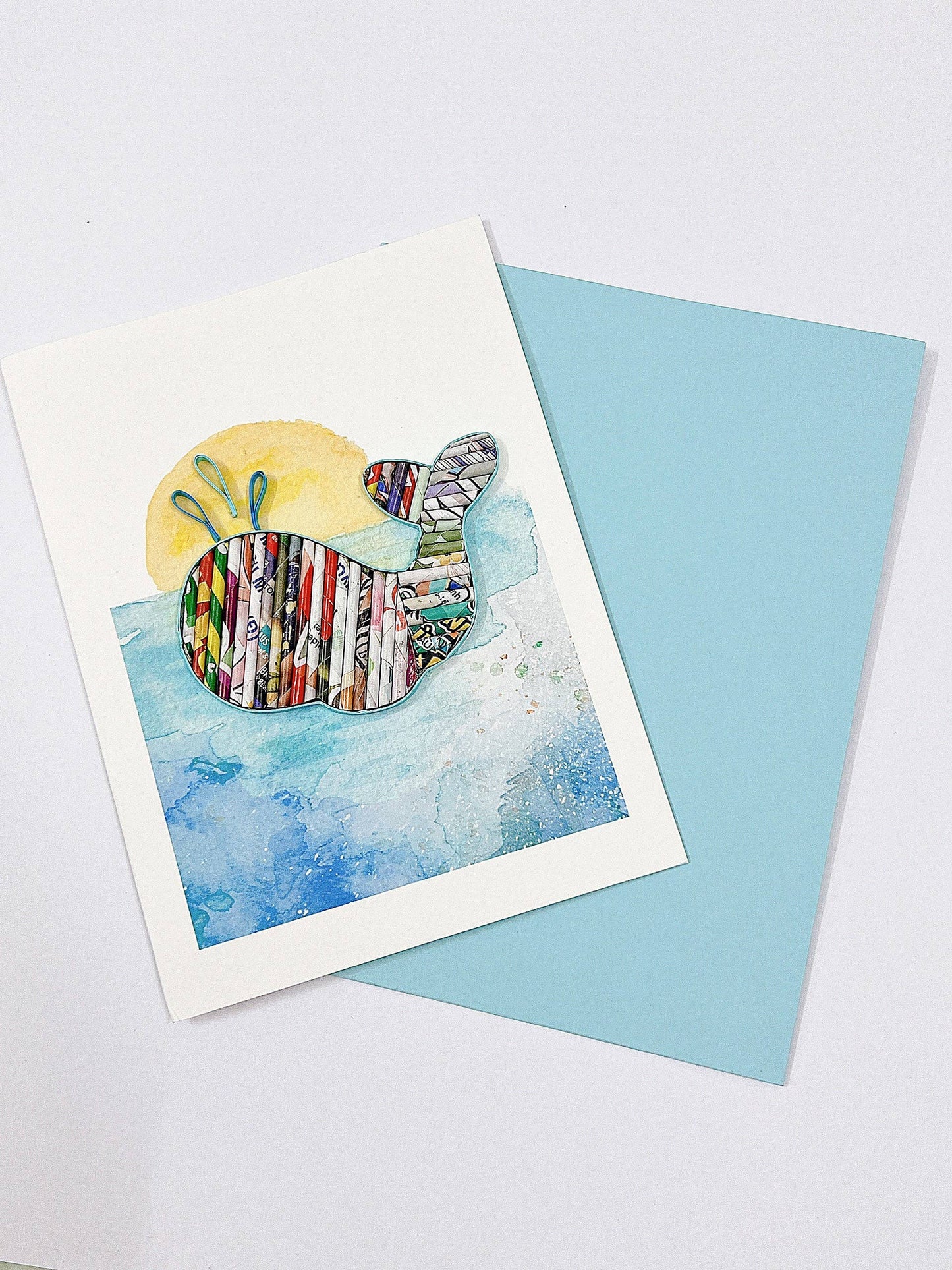 Recycled Magazine, Eco-friendly, Handmade, Whale Card