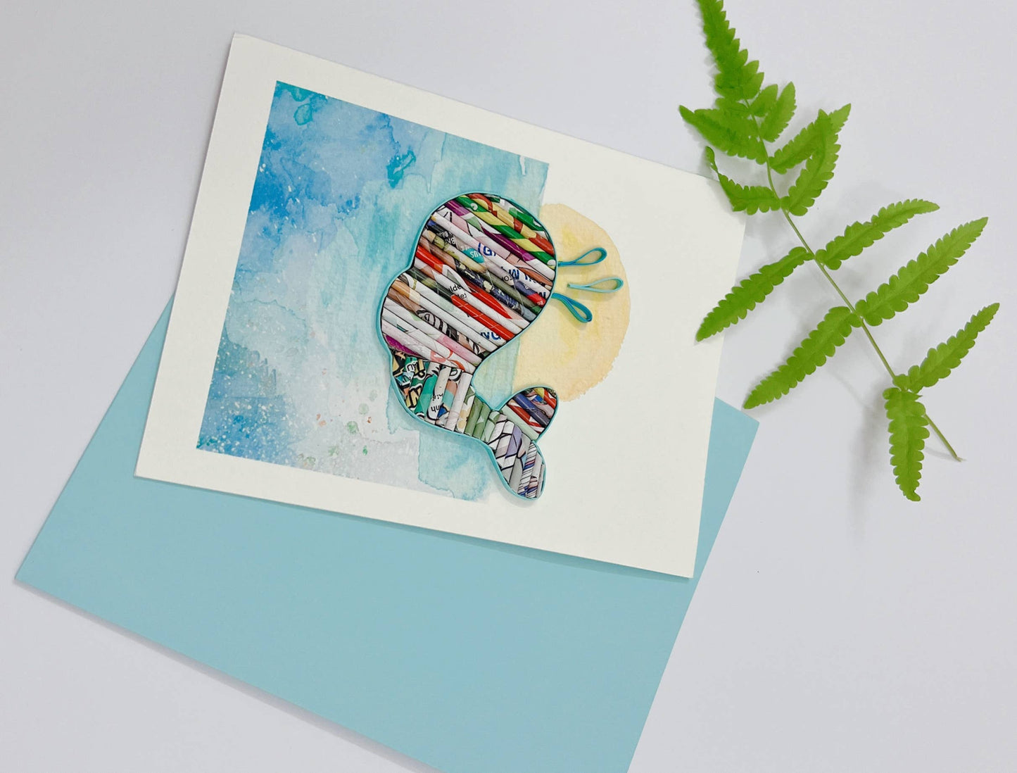 Recycled Magazine, Eco-friendly, Handmade, Whale Card