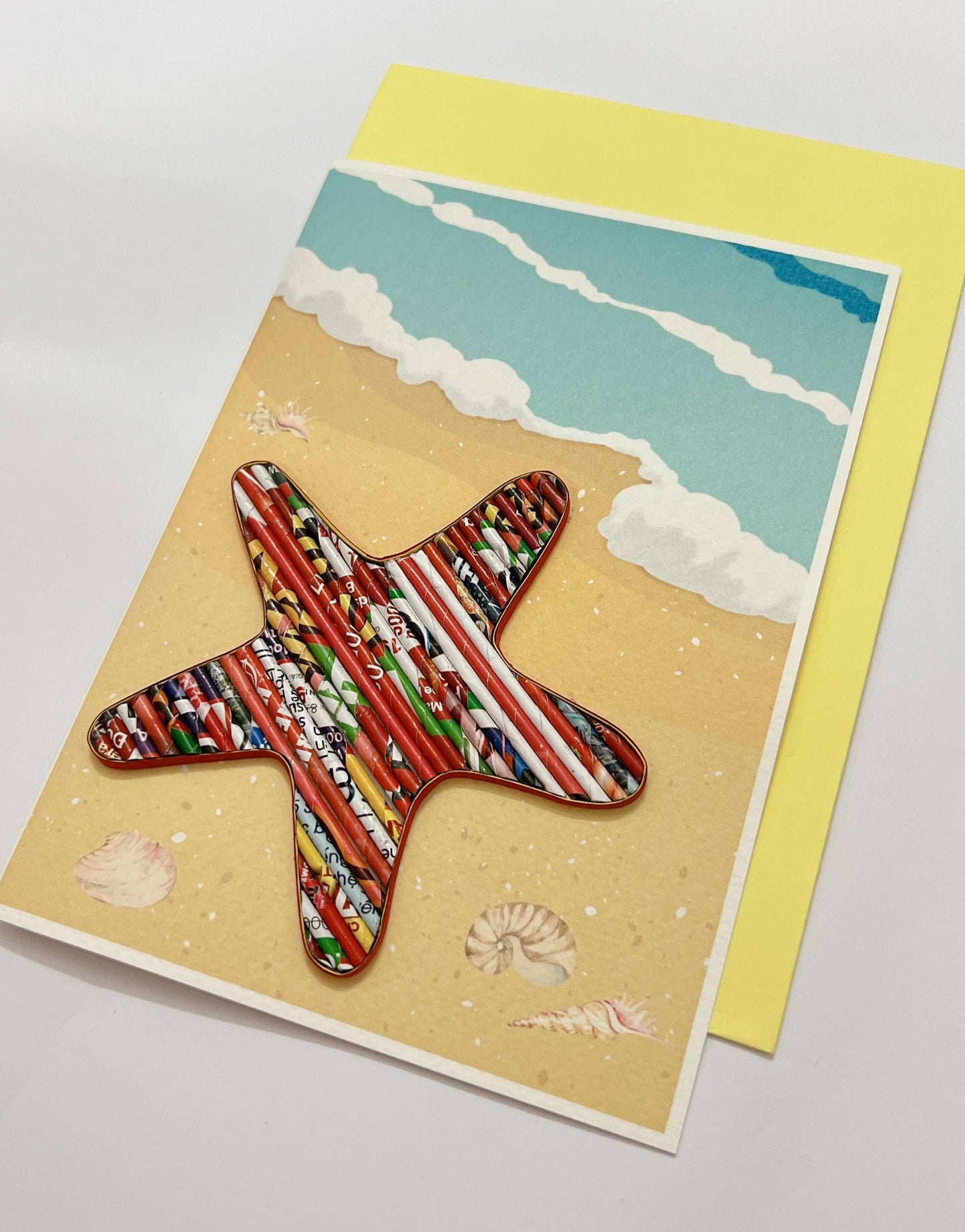 Recycled Magazine, Eco-friendly, Handmade, Star Fish Card
