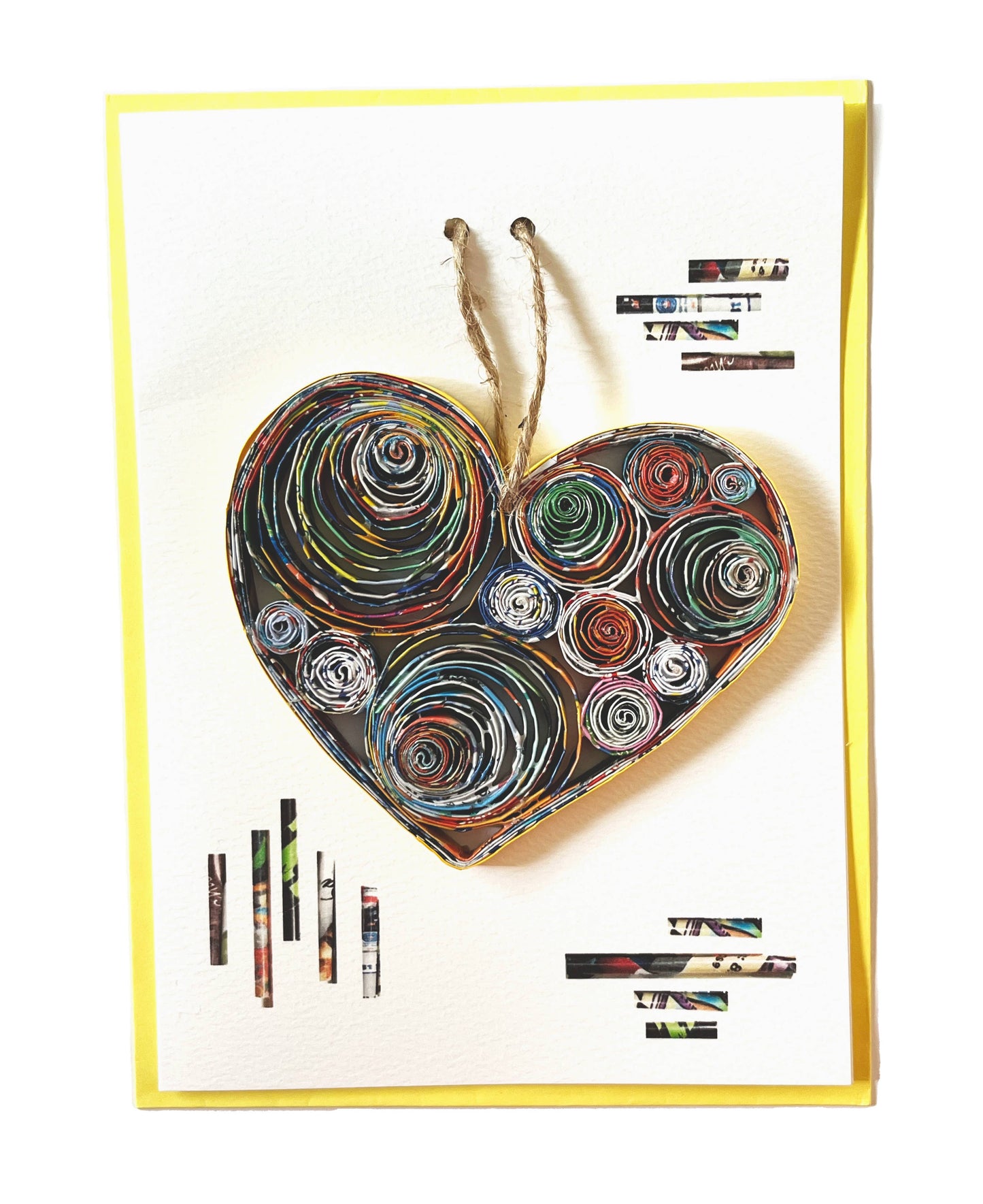 Heart Shaped Ornament Card Handmade from Magazine
