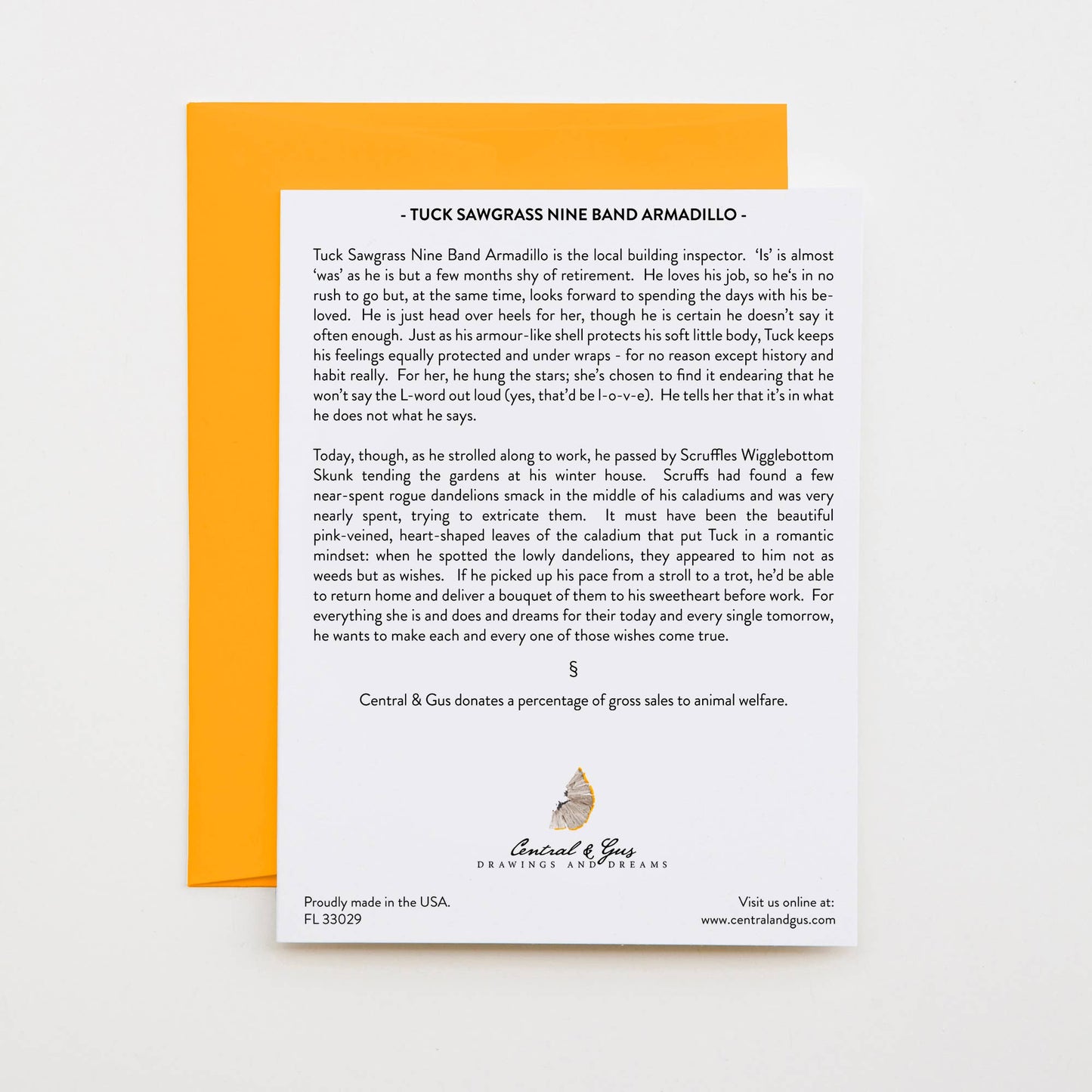 Tuck Sawgrass Nine Band Armadillo Note Card