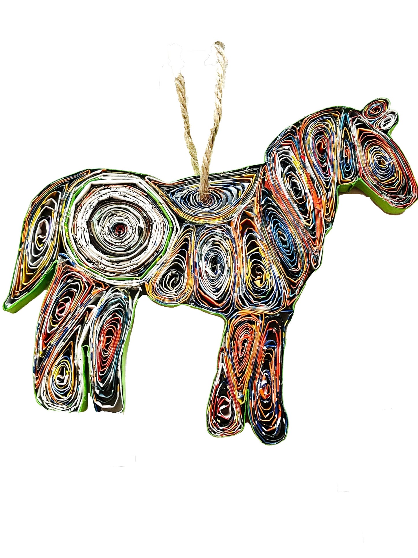 Horse Ornament Card Handmade from Recycled Magazine
