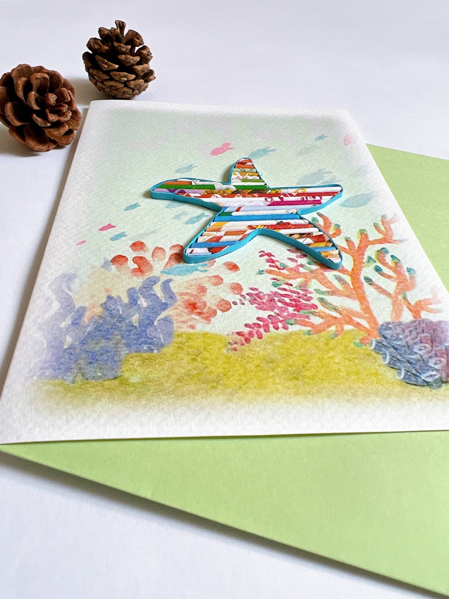 Eco friendly Star Fish Card Handcrafted from Recycled Paper