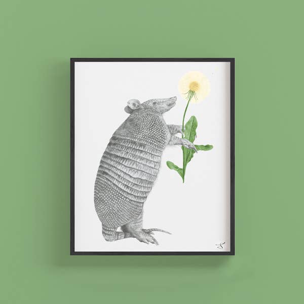 Tuck Sawgrass Nine Band Armadillo Portrait Study 9 x 12 Framed with a Black Frame