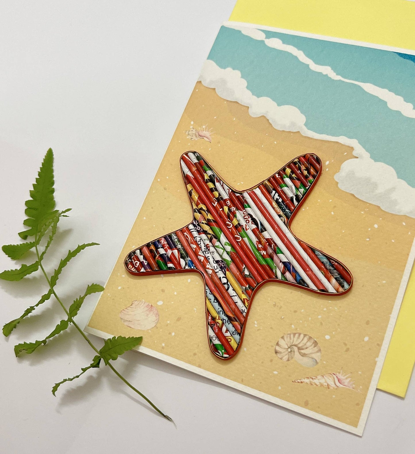 Recycled Magazine, Eco-friendly, Handmade, Star Fish Card