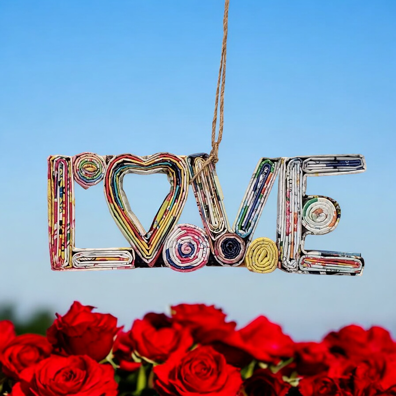 Love Sign Ornament - Recycled Paper-Eco Friendly