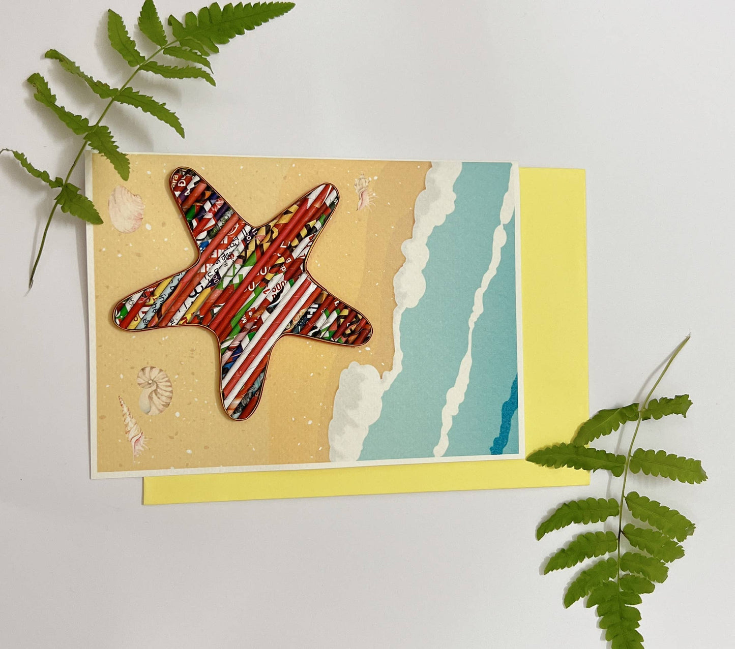 Recycled Magazine, Eco-friendly, Handmade, Star Fish Card