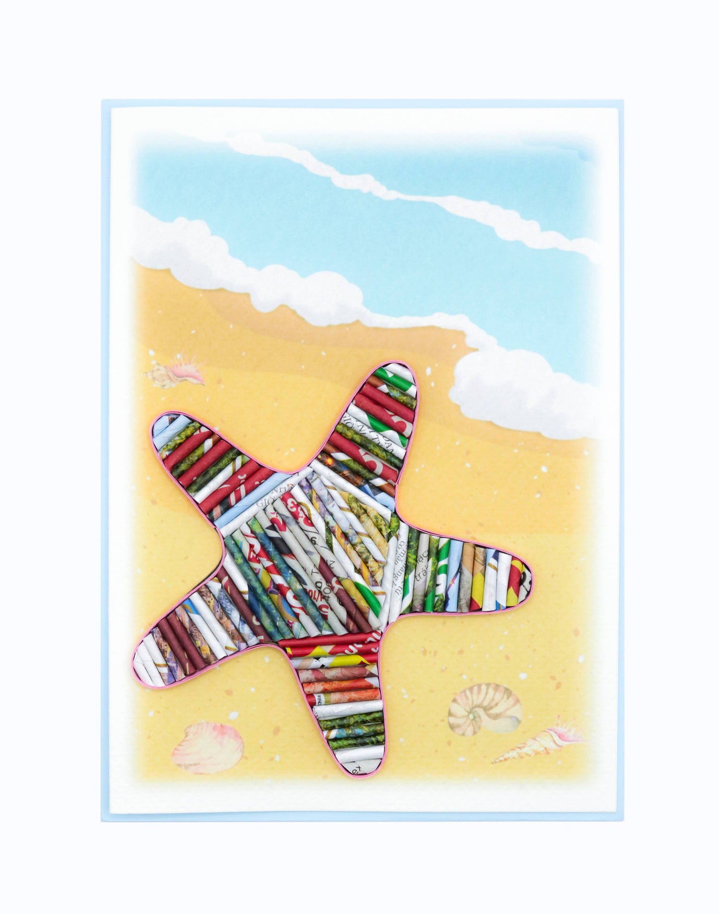 Recycled Magazine, Eco-friendly, Handmade, Star Fish Card