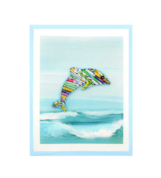 Dolphin Card Handmade from Recycled Magazine