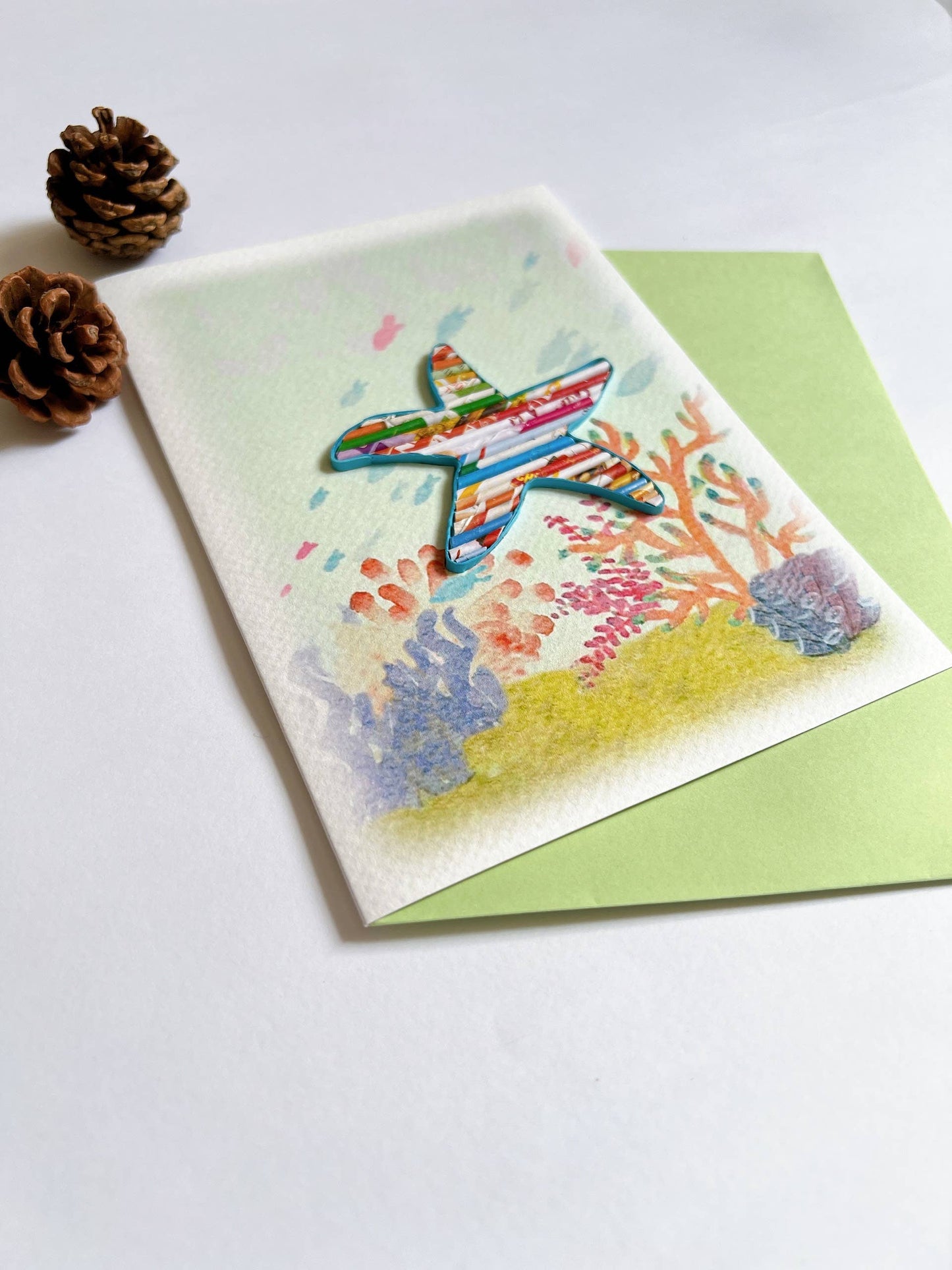 Eco friendly Star Fish Card Handcrafted from Recycled Paper